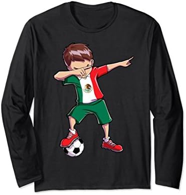Unisex Dabbing Soccer T shirt for Boys Mexico Mexican Football Gift Small Black