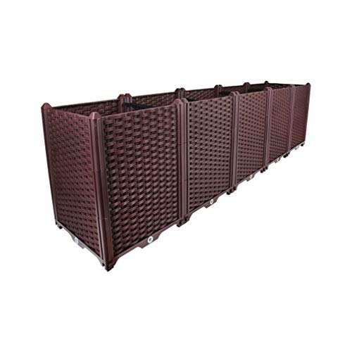 Hershii Plastic Rectangular Raised Garden Bed Planter Kit DIY Indoor Outdoor Vegetable Herb Flowers Planting Extra Deep Container Box Gardening Decoration Gift for Patios, Lawn, Yard, Porch – Brown