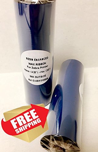 24-Rolls of Zebra compatible thermal transfer printer ribbon 4.33" x 244'/110mm x 74m Black Standard Resin-Enhanced Wax Ribbons. Free and same day shipping.