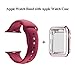 YC YANCH Compatible with Apple Watch Band 38mm with Case, Silicone Sport Strap Replacement Band with Apple Watch Screen Protector Compatible with iWatch Apple Watch Series 1/2/3, S/M Rose Red