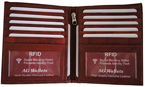 ag walletsMen's RFID Bifold Wallet - Cowhide Leather, European Hipster, Two ID, BD