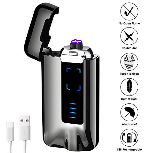 USB Electric Lighter, KIMILAR Windproof Lighter Rechargeable Micro-USB Interface Plasma Electric Dual Arc Flameless Lighter with Battery Indicator for Candle Fireworks etc. - Thumbnail 7
