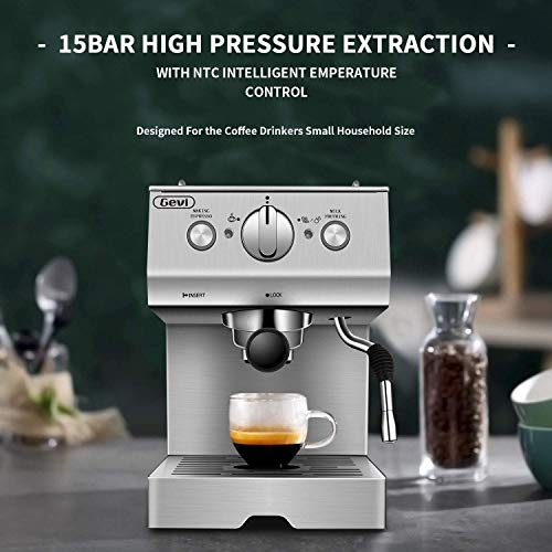 Gevi 15 Bar Pump Espresso Coffee Machine, Espresso and Cappuccino