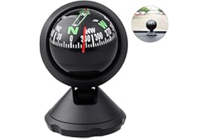 THUR AMO Car Compass Pivoting Compass Boat Navigation Explorer Sea Marine Compass Adjustable Vehicle Mount Dashboard Compasses with Adhesive for Most Boat Car Truck