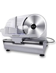 Meat Slicer, Techwood Electric Deil Food Slicer with Removable 9” Stainless Steel Blade, Deli Cheese Fruit Vegetable Bread Cutter with Adjustable Knob for Thickness, Food Carriage & Non-Slip Feet