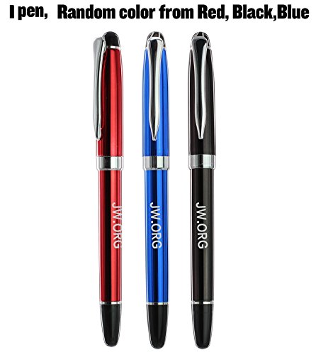 Jw.org Metal Clip Top Ball Point Black Ink Fine Tip Executive Pen with Insert Cover for Gifting Colors, Single (1), Red, Blue, or Black