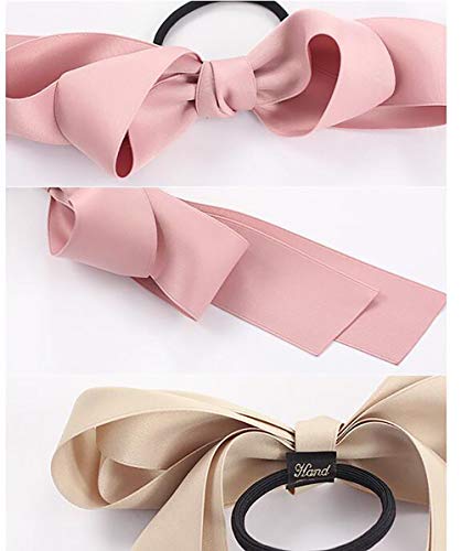 6 PCS Women Lady Girls Satin Ribbon Bow Hair Rope Head Wrap Headbands Elastics Hair Tie Ponytail Holders Hair Accessories Headdress - Thumbnail 3