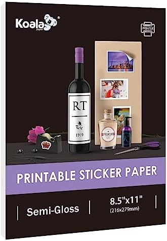 thumbnail image 2 of Koala Matte Sticker Paper For Inkjet & Laser Printers – 8.5x11 Adhesive Photo Paper – 100 Sheets – USA 2 of 5