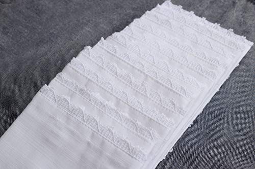 Wedding Napkins, 12Pack Women Handkerchief in texture cotton fabric with lace, Cocktail Napkins, Cloth Napkin, White Lace Napkins, Lace Handkerchiefs for Bride and Ladies- 12x12 Inch -White