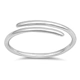 Thin High Polish Criss Cross Open Bar Ring .925 Sterling Silver Band Sizes 2-10