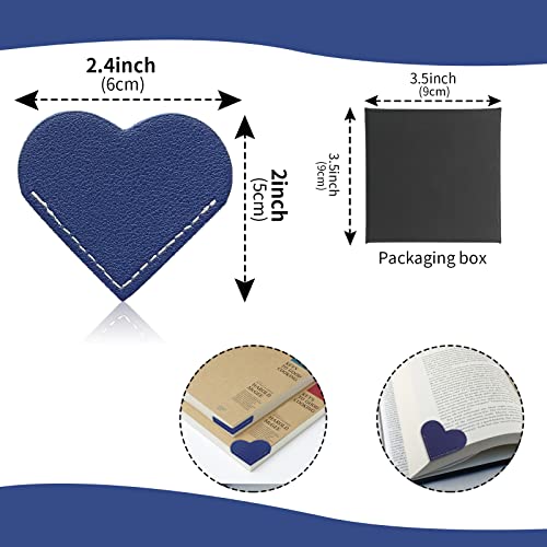 Smliekate 6 Pcs Leather Heart Bookmark, Corner Page Book Marks for Women, Kids, Book Accessories for Reading Lover, Cute Handmade Book Reading Gift for Book Lovers.