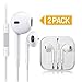 Wired Headphones Earphones Earbuds with Stereo [2 Pack], 3.5mm Headphones Noise Isolating Earphones Built-in Microphone & Volume Control Compatible with Phone X 8 7 6 Plus Pod iPad and More
