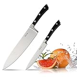 Aicok Kitchen Knife, High Carbon Stainless Steel 8-Inch Chef Knife with a Bonus Paring Knife, Black