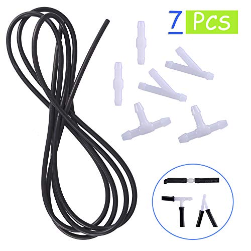 BingSnow 7 Pcs Windshield Washer Hose Nozzle Connector Kit - 250cm Washer Fluid Hose with 6 Pcs Hose Nozzle Connectors(White) for Most Car