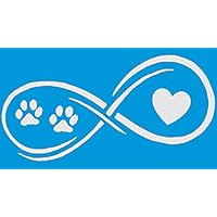 Bluegrass Decals Infinity Paws Heart Dog or Cat Decal Sticker (White, 7")