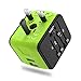 Travel Adapter, Universal International World Travel Power Adapter Kit Dual USB 2.4A Plug Charger Adapter All in One for EU, UK, US, AU, Italy and other 150 countries (Green 2usb)