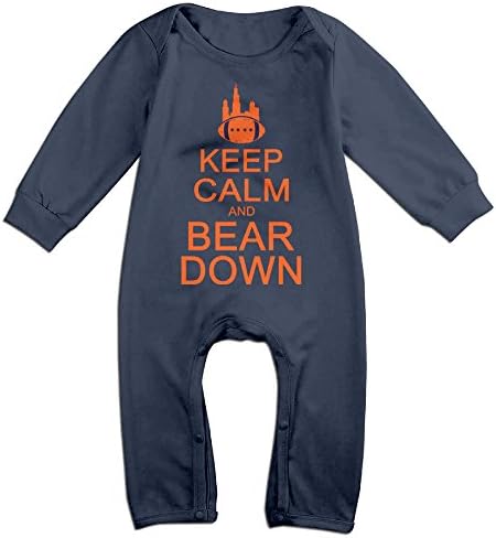Keep Calm And Bear Down Logo Kids 100% Cotton Warm Long Sleeve Jumpsuit Navy 6 M
