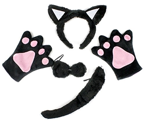 Petitebella Headband Bowtie Tail Gloves Unisex Children 4pc Costume (Black Cat)