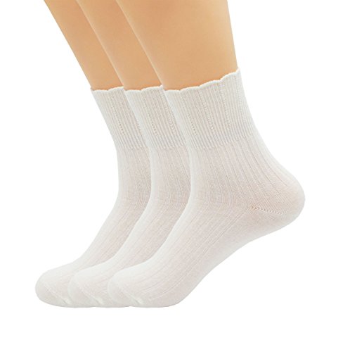 Women 100% cotton Socks Crew Athletic Cotton Socks F17 (Milk white)