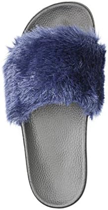 NewYouDirect Fur Slides for Women,Fuzzy Sandals Flip Flop Furry Slides Soft Flat for Indoor Outdoor