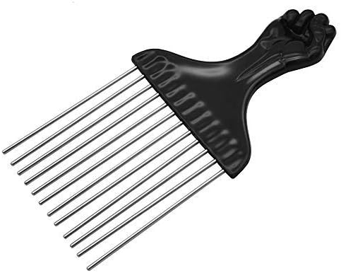 Afro Pick Lift Black Fist Metal Hair Comb, Detangle Wig Braid Hair Styling Comb for African by OSMOFUZE (Small Square)