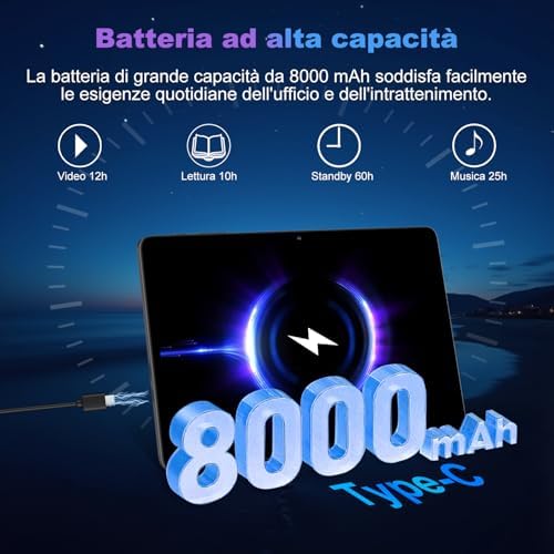 Tablet 10 Pulgadas Android 15 con Gemini AI, 22GB RAM + 128GB ROM (Ampliable 2TB), Tablet con Teclado y Ratón, Widevine L1, WiFi 5G, Batería 8000mAh, Pantalla IPS HD, Cuerpo Metálico – Gris Espacial