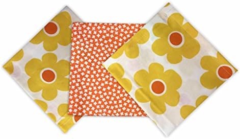 FUNKINS Reusable Cloth Napkins, Perfect for Lunchboxes, 12"x12" Soft Cotton Napkins Set of 3, CORNSILK FLOWERS