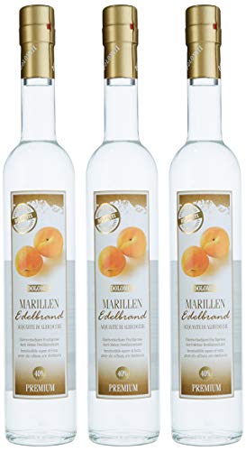 DOLOMITI Marillen Edelbrand 40% vol. | Marillenbrand | Obstbrand aus fruchtigen Marillen | 3 x 0.5 Liter