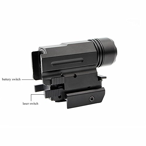 Higoo Tactical Red Laser Dot Sight Scope + Powerful 500 Lumen LED Flashlight with 20mm Picatinny Rail Mount Combo for Rifle Shotgun
