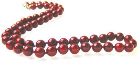 7.5mm Round Red Coral Strand Strung Beaded Knotted Necklace Treated 18" length SKU#: nk-cr2