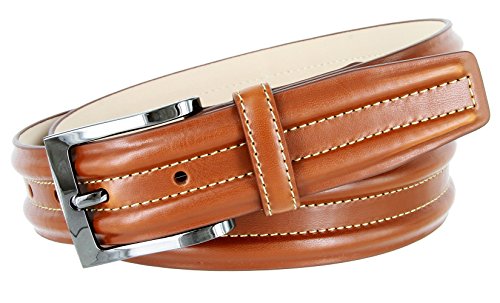 BL007-GUN Border Raised Genuine Leather Dress Belt - 1 3/8
