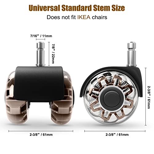 Heavy Duty Office Chair Wheels - 2 Inch Casters For Hardwood & Carpet, Set Of 5