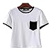 Uideazone Womens Harajuku Pocket Crop Top Hipster Cotton T Shirt Tee for Teens