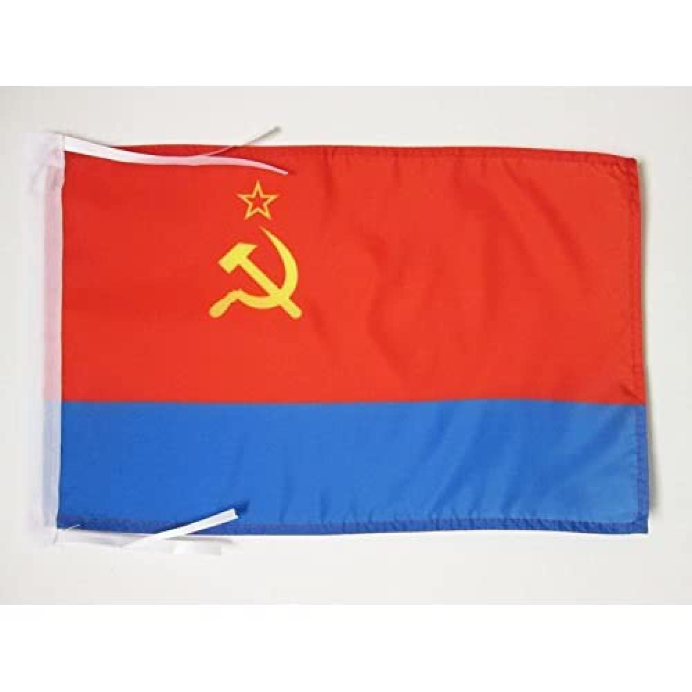 AZ FLAG - Ukrainian Soviet Socialist Republic Flag - 18'' x 12'' - 100% Polyester Soviet Ukraine SSR Small Banner with Two Cords - Fade Resistant - Vivid Colors - 18x12 in - 45x30 Cm โ image 1