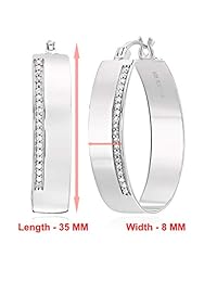 Pendientes de aro de diamante de 1 4 ct. Plata de ley 925., plata de ley, AL8108_WG_DL