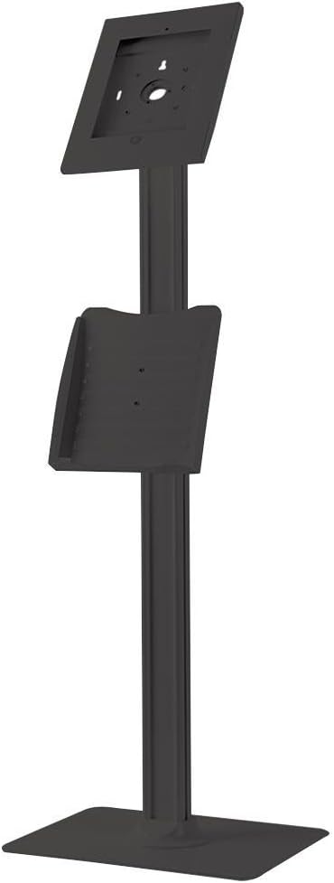 PROSIGNAL Floor Standing iPad Kiosk Display, Lockable Tablet Stand with Adjustable Angle, Catalogue Holder & Cable Management