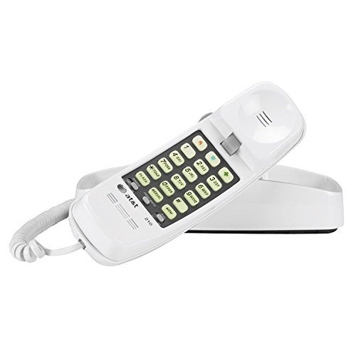 AT&T 210 Basic Trimline Corded Phone, No AC Power Required, Wall-Mountable, White (Renewed)