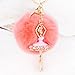 DZT1968® Fur Ball Keychain With Ballet Girl For Handbag Key Ring Car Key (Pink)