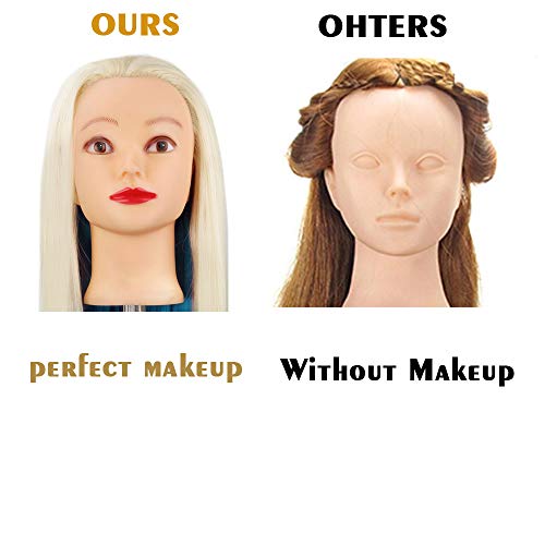 Besmall Doll 26" Hairdressing Mannequin Manikin Training Head Unicorn Style with 100% Synthetic Natural Human Hair Cosmetology Hairdressing Practice - Thumbnail 3