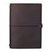 A5 Travelers Notebook Cover, Genuine Leather Cover for 5x8 Travel Journals Softcover & Hardcover, Elastic Hold & Closure, Dark Brown