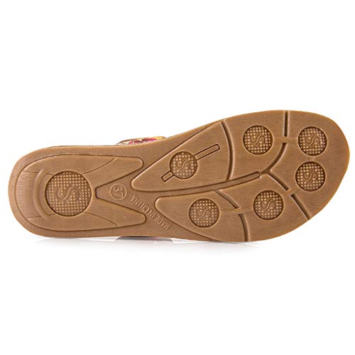 Tsmile Summer Women's Non-Slip Flip Flops Fashion Bohemia Sweet Print Sandals Flat Roman Beach Casual Slippers