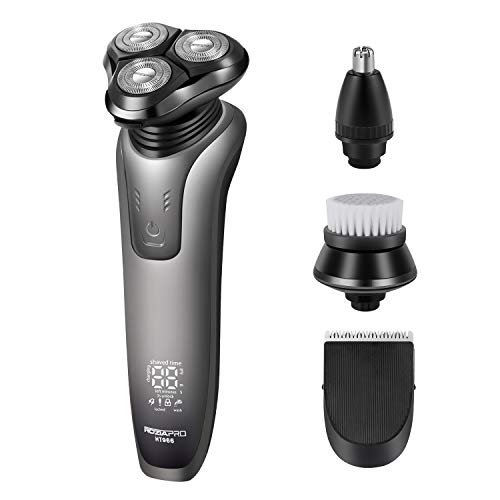 Electric Razor for Men Beard Trimmer 4in1 3D Floating Rotary Shaver Nose & Ear Trimmer Hair Clippers Cordless Facial Cleaning Brush Waterproof USB Charging