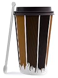 Hornbit Disposable Coffee Cups with Lids and Coffee Stirrers (Set of 50) - 16 oz Ripple Wall Insulated Hot Paper Coffee Cups - Stylish Grande Cup Size for Hot and Cold Drinks (16 oz, Shades of Brew)