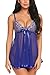 Avidlove Women Nightwear Lace Babydoll Strap Chemise Halter Lingerie Sexy Nighty Blue L