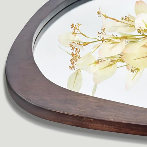 medla Irregular Oval Wall Mirror: 50x70CM Asymmetrical Mirror Modern Wood Frame Unique Shape Wall Mounted Vanity Artistic Mirror Decorative for Living Room Bedroom Bathroom Entryway Hallway
