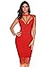 Meilun Womens Rayon Lace Patchwork Sleeveless Bandage Bodycon Club Party Dress (L, Red)
