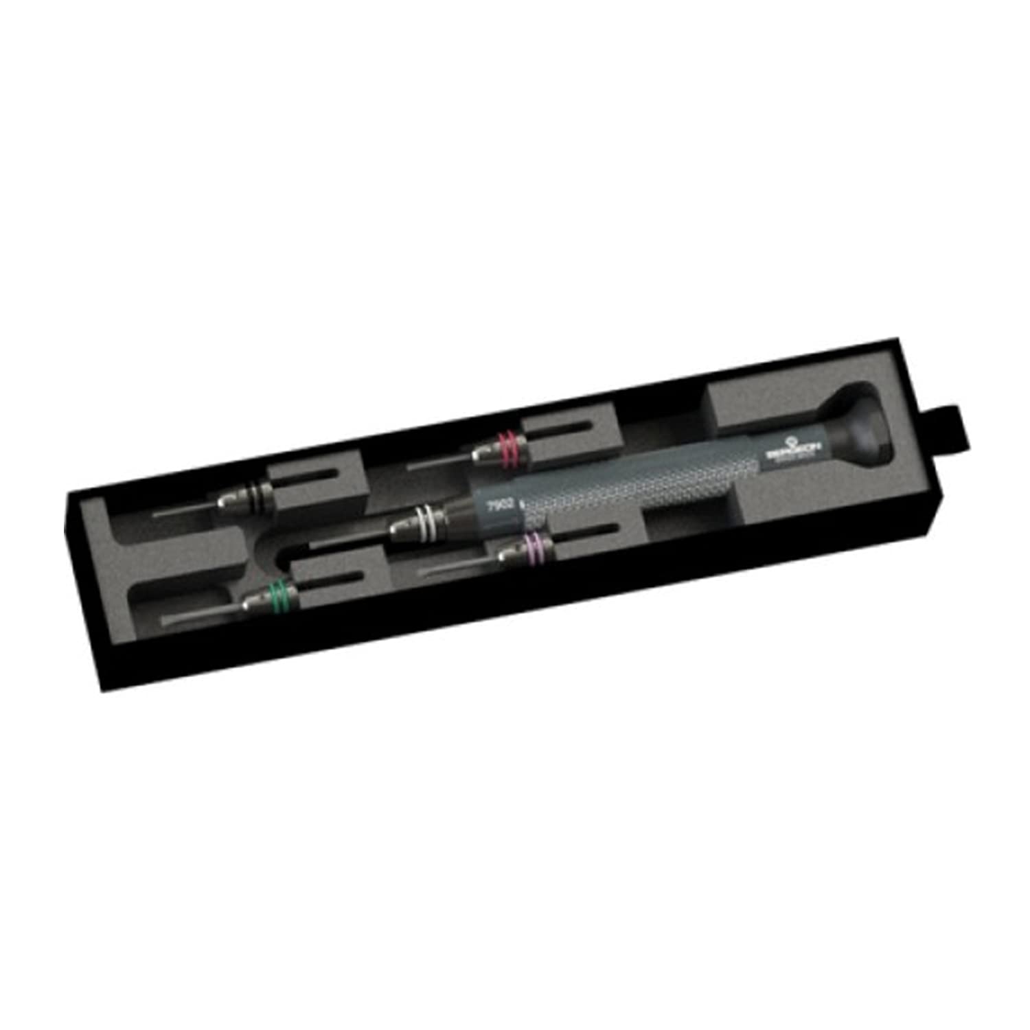 Bergeon Screwdriver Set 7902 with 5 Quick Change adapters, Special Tool for Applications in The Field of Watches and Optics
