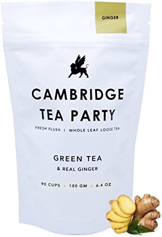 Crushed Ginger Green Tea - Whole Leaf Loose Tea - 180g / 6.4oz / 90 servings - Premium Green Tea By Cambridge Tea Party