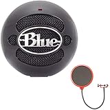 Blue Microphones Snowball USB Microphone - Gloss Black (SNOWBALLGLOSSBLACK) with Universal Pop Filter Microphone Wind Screen with Mic Stand Clip