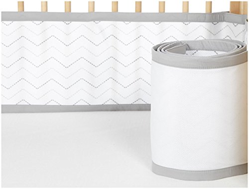 BreathableBaby Mesh Printed Crib Liner, Gray Chevron